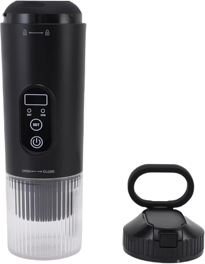 Portable Coffee Maker 21Bar 100W Heating Cordless Espresso Machine Compatible with NS Capsules for Travel Camping Outdoor (Black)