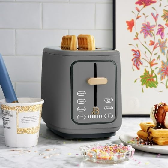 New beautifull 2-Sliice Digital Toaster with Touch-Activated Display Adjustable Browning Control Auto Shut-Off by D'rew Barry'more (Oyster Gray)