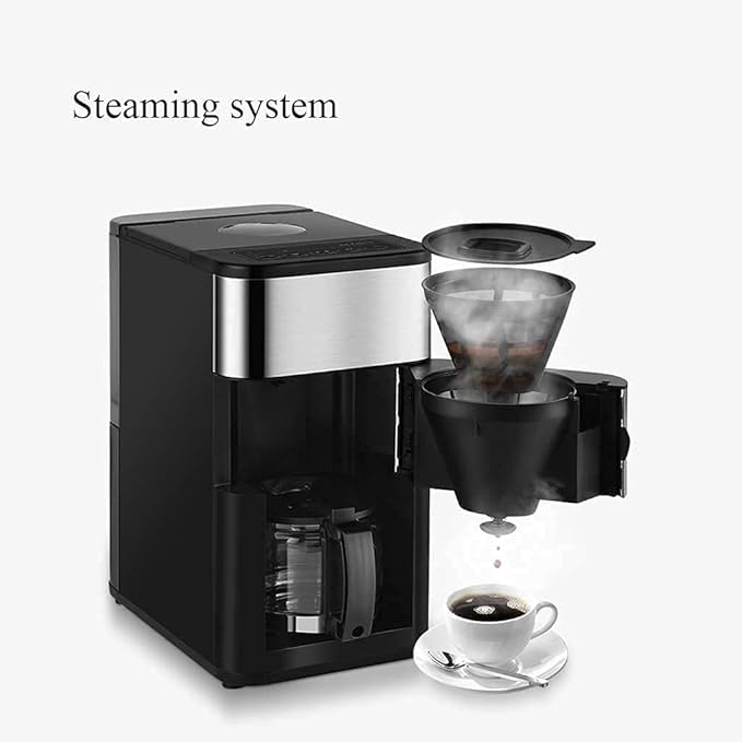 Coffe Maker Coffee Machine 800W Coffee MachineHousehold Fully Automatic Coffee Grinder Steam Type Milk Froth Small Household Coffee Machine Anti-drip Settings