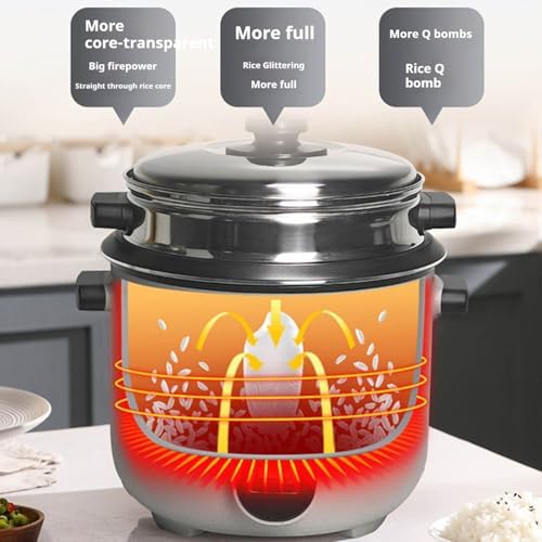 Rice Cooker with Steamer Basket Nonstick Inner Pot Keep Warm Function Includes Spatula &amp Measuring Cup 2-5L Capacity Serves 2-8 People(2L)