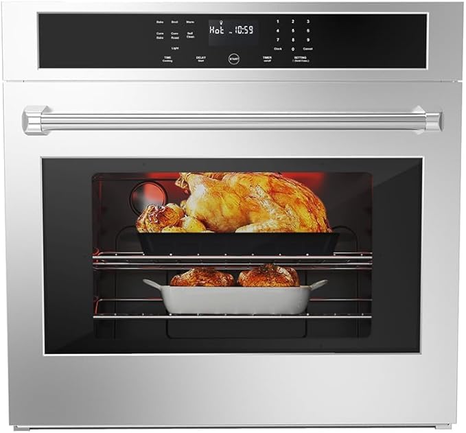 30 Inch Electric Wall Oven 4.8 Cu.ft Built-in Single Convection Oven with Self-Cleaning Broil Bake Safety Lock LED Touch Control for Kitchen Cabinet