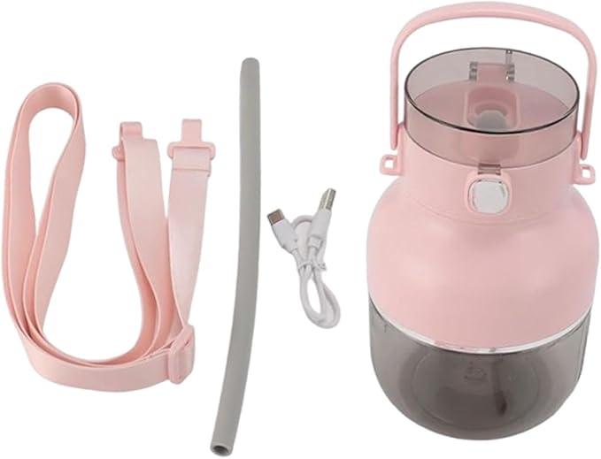 Smoothie Blender 500ml Personal Mixer USB Leakproof Cup with Shoulder Strap for Sports Outdoors Multifunctional Pink