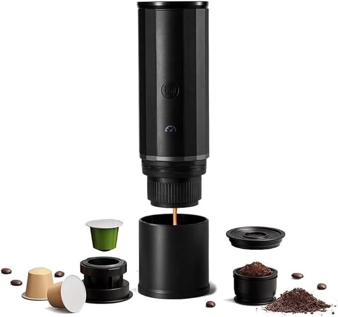 portable coffee maker15 Bar Mini Coffee Maker USB-C &amp Car Charger Lightweight Espresso Maker Black