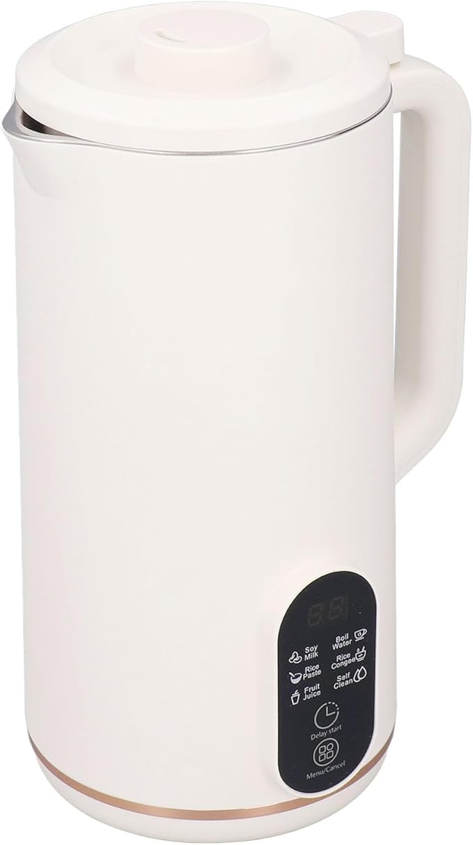 Soy Milk Maker Multi Functional Juicer Machines Kitchen Blender with Adjustable Cooking Temperature Keep Warm Delay Start Self (White US Plug 110V)
