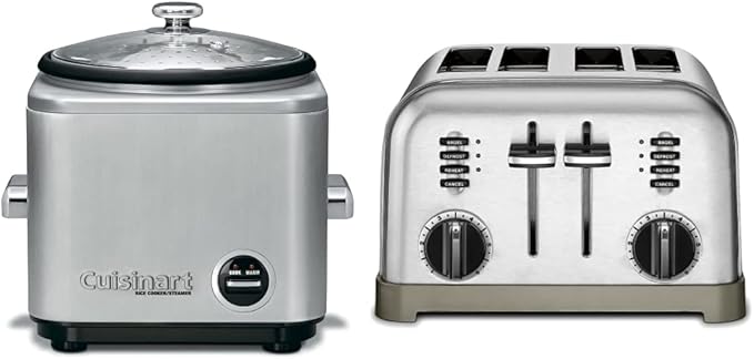 Cuisinart 8-Cup Rice Cooker and 4 Slice Toaster Oven Brushed Stainless