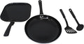 4-Piece Black Ceramic Non-Stick Pots and Pans Set 10 &amp 10.5 Inch Frying Pans with Cool Grip Handles Aluminum Healthy Ceramic Cookware Set for Home