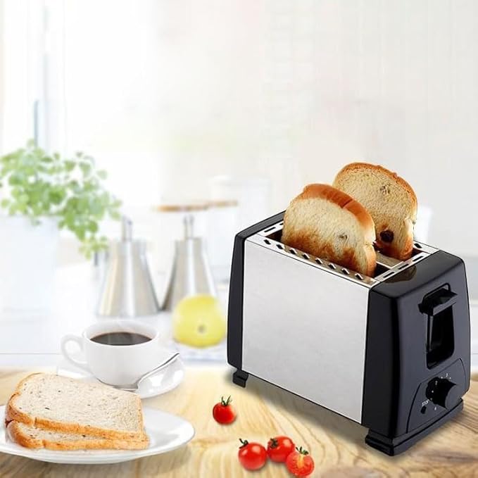 Bread Toaster Electric Compact Mini Toasters 2 Slice Automatic Toaster with 6 Browning Settings Extra Wide Slots For Bagels and Special Breads Easy-to-Clean 750W (Black)