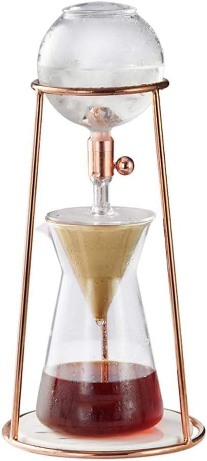 ASSICON Aluminum Espresso Iced Coffee Cold Brew Drip Coffee Maker for Home Office Iced Coffee Maker with Adjustable Water Flow Fits Most Stovetop Coffeemaker
