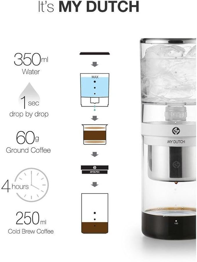 MY DUTCH M350 Cold Brew Dutch Drip type coffee maker hand drip coffee making &amp Simple English User's Guide (White)