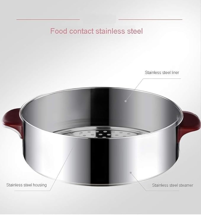 Pot-Style Rice Cooker and Food Steamer with Timer 1300W Fast Heating Stainless Steel Steamer The Knob is Timed Flexible Control of The Heat(