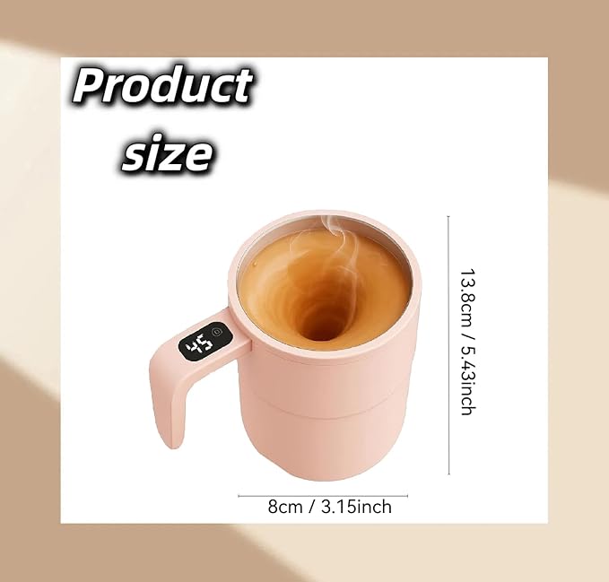 g – Automatic Stir Coffee Cup with Temp Display 13 Oz Rechargeable gs for Milk and Other Beverages (Black)