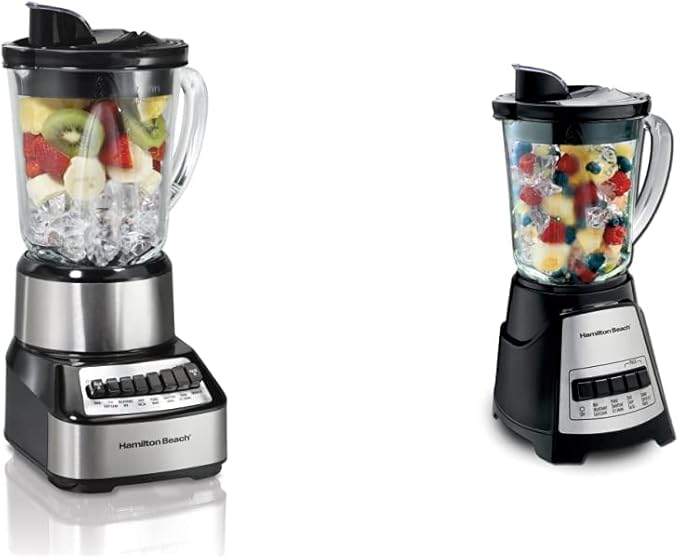 Hamilton Beach Wave Crusher Blender For Shakes and Smoothies With 40 Oz Glass Jar and 14 Functions Ice Sabre Blades &amp 700 Watts for Consistently Smooth Results Black + Stainless Steel (54221)