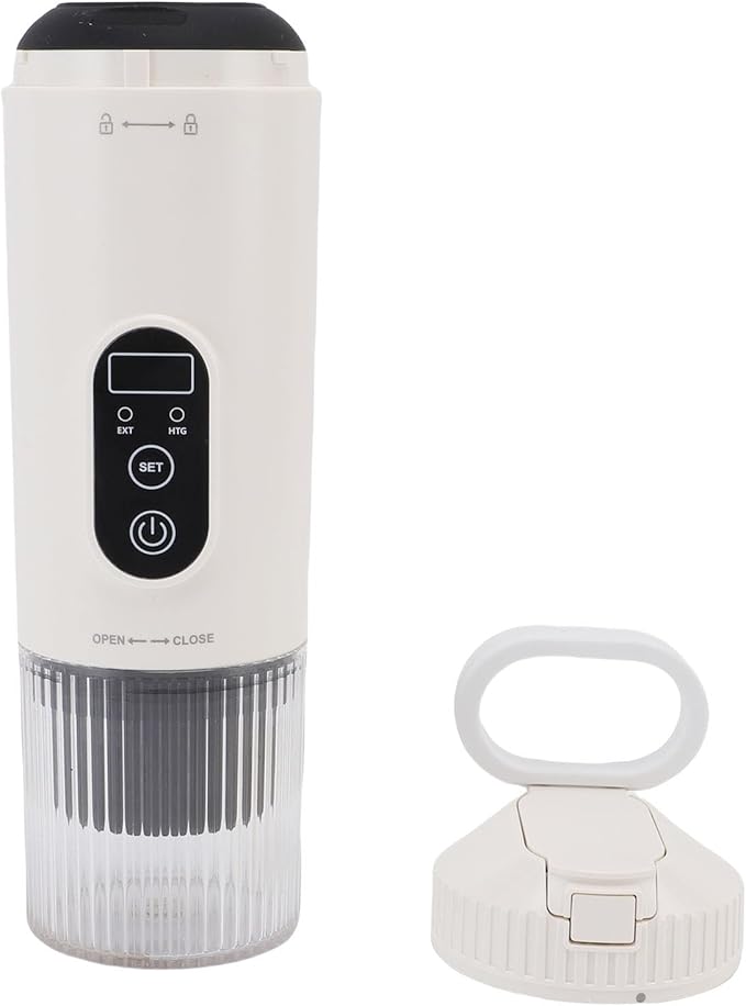 Portable Electric Espresso Machine 100W 21Bar Cordless Heating Capsule Coffee Maker Machine Portable Coffee Maker Travel for Outdoor Car Travel (White)