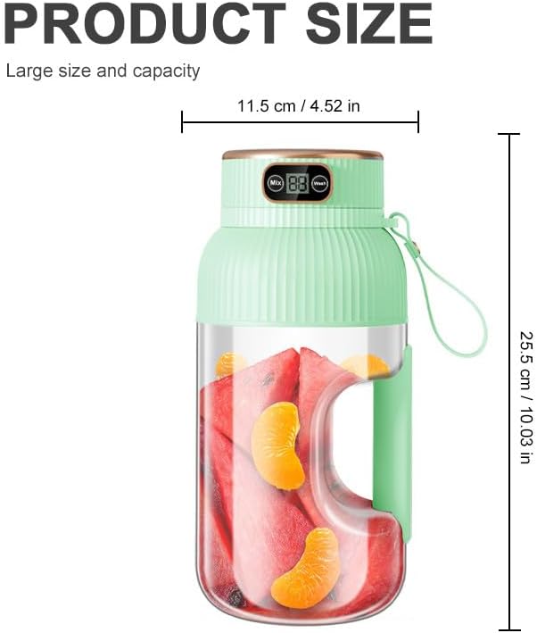 Personal Blender for Shakes and Smoothies 40oz Large Capacity with Smart Display USB Rechargeable Leakproof Portable with Sporty Strap for Travel Gym Office &amp Outdoor Use (white)
