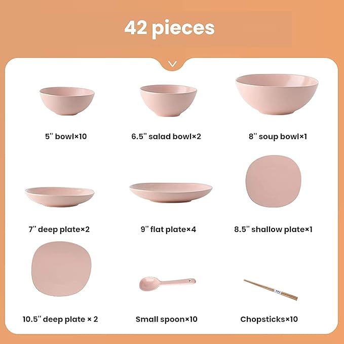 Dinnerware Sets - Luxury Gift Dishes Service Set Ceramics Dinner Sets Porcelain Dinnerware Set of 42 | Cereal Bowl and Steak Plate Set for Wedding Housewarming Gift(C)