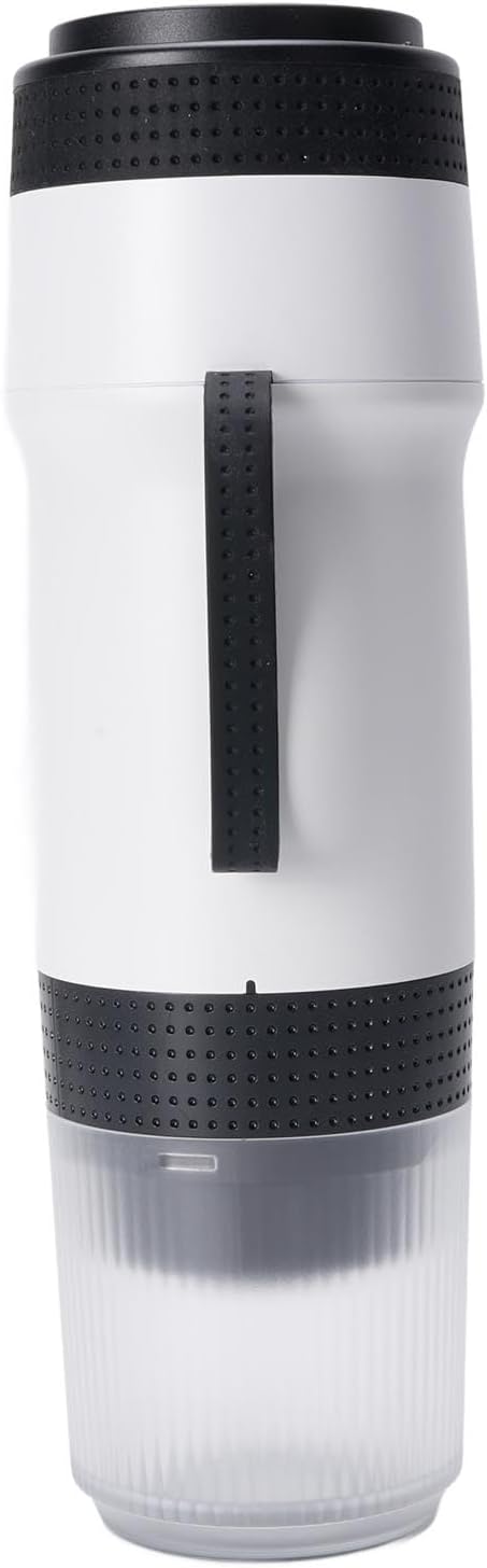 Portable Coffee Maker 304 Stainless Steel Automatic Small Capsule Coffee Maker for Outdoor Car Travel Camping Operating Rich Flavor Extraction Premium Material Ideal (White)