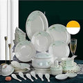 Ceramics Dinner Set Kitchen and Dining Service Durable Kitchen Dinnerware Set Dinner Salad Appitizer Dessert Plate Bowls Best for Indoor and Outdoor Party Creativity Villa Table Decor (58pcs One Size)