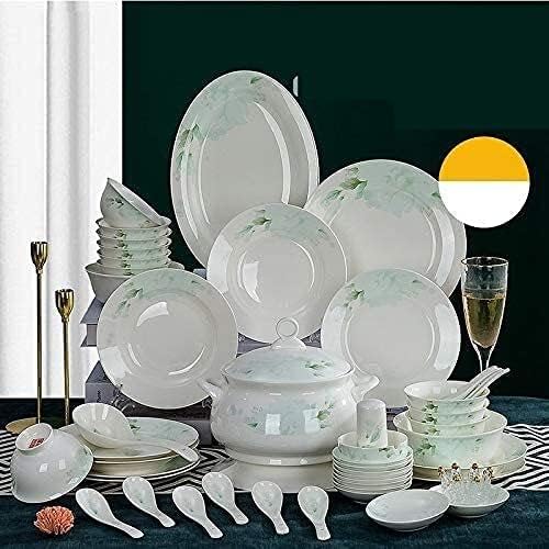 Ceramics Dinner Set Kitchen and Dining Service Durable Kitchen Dinnerware Set Dinner Salad Appitizer Dessert Plate Bowls Best for Indoor and Outdoor Party Creativity Villa Table Decor (58pcs One Size)