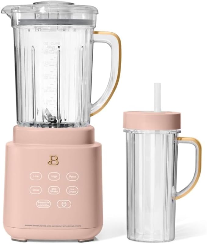 Power Exact Countertop Blender System 700W Motor 50oz Tritan Jar 20oz To-Go Cup 4 Presets 3 Speeds PrecisionSense Technology (Rose