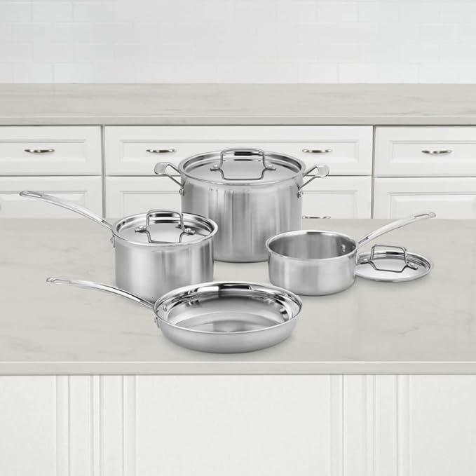 Cuisinart 7-Piece Triple Ply Stainless Steel Cookware Set with 10 Nonstick Skillet