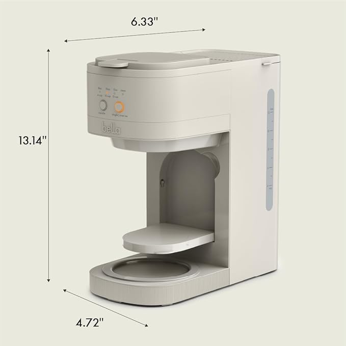 BELLA VersaBrew 2-in1 Coffee Maker K-Cup compatible Brew 3 Sizes Carafes &amp Single Serve Cups Dishwasher Safe Reusable Filter &amp Filter Holder Iced Coffee Function 60oz Tank Oatmilk