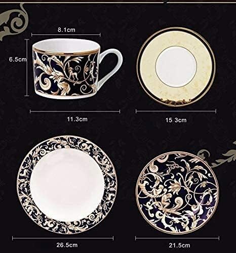 Dinnerware Sets - Luxury Dishes Service Set Ceramic Tableware Set Phnom Penh Dark Green Blue with Handle Multi-Size Plate Bowl Dish Household Kitchen SuppliesD