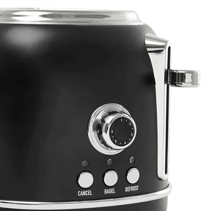 Haden Heritage 2 Slice Wide Slot Stainless Steel Toaster with Adjustable Browning Control &amp Non-Slip Feet Black &amp Chrome