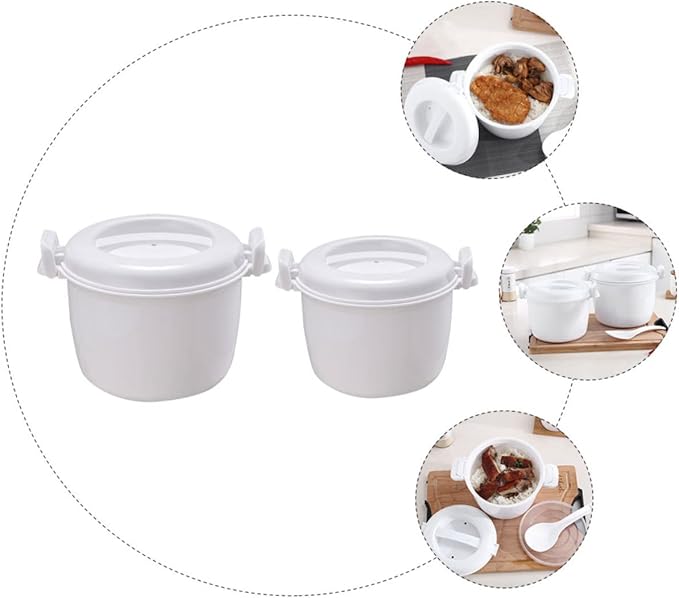 2pcs Microwave Rice Cooker Insulated Rice Container Steamer Easy to Use Large Capacity