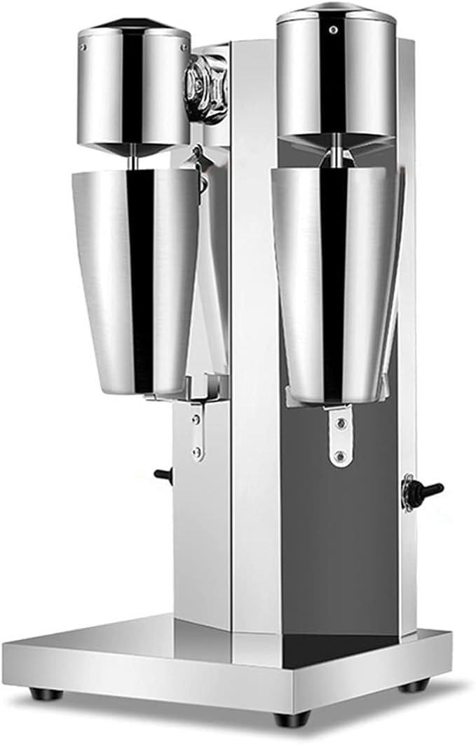 tonchean Commercial Double Head Milkshake Maker Stainless Steel Milk Shake with 2 Speeds Blender Electric Milkshake Maker Machine with 28 oz Stainless Steel Cup 110V 180W Silver