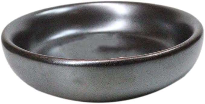 Ebros Gift Iron Black Clay Underglaze Technique Tetsu Kesho Porcelain Collection Dinnerware Serveware Kitchen Set Asian Japanese Restaurant Supply (Pack Of 6 Round Condiment Sauce Dishes 1.5oz)