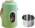 Multifunctional Electric Pot 500W - Portable Mini Electric Cooker with Ceramic Glaze Inner Pot &amp Steamer 12-Hour Reservation Rice Soup Steaming &amp Daily Cooking (Green)