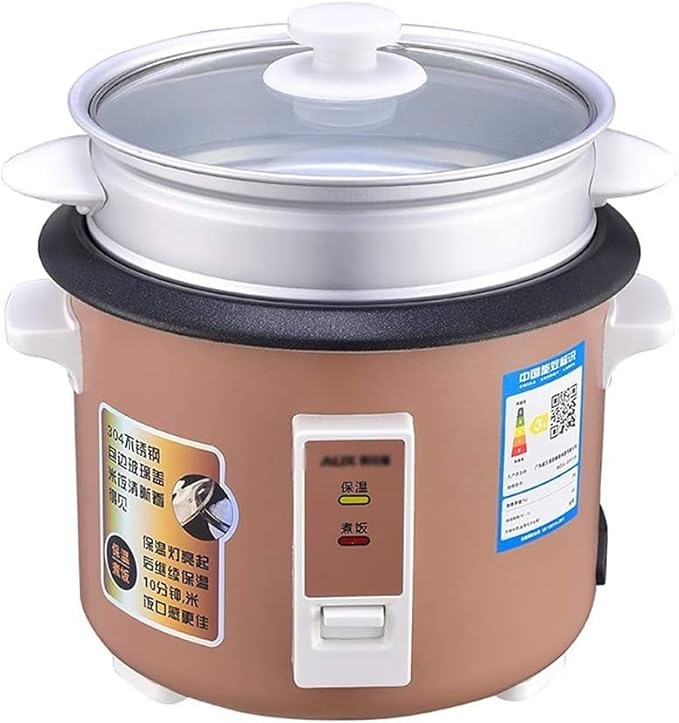 Rice Cooker Household Mini Rice Cooker with Steamer and Warmth Function for 1-3 People (2L400W) ()