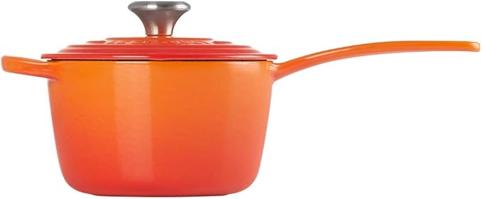 Le Creuset 8 Piece Multi-Purpose Enameled Cast Iron with SS Knobs Stoneware and Toughened Nonstick PRO Fry Pan Complete Cookware Set - Flame