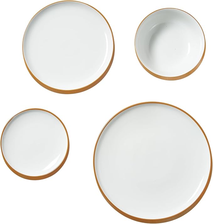 VEVOR Dinnerware Set Service for 8 (32 PCS) Round Plates and Bowls Sets Scratch Resistant Ceramic Dinner Ware Dishwasher and Microwave Suitable Kitchen Dish for Dessert Salad Soup Pasta White