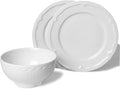 GDCZ 3-Piece Dinnerware Set Round Plates and Bowls Set Microwave &amp Dishwasher Safe Easy Clean White