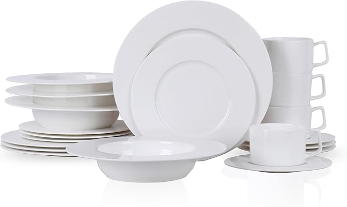 Stone Lain Sylvie 20 Pieces Bone China Dinnerware Set White