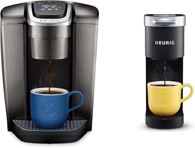 Keurig K-Elite Single-Serve K-Cup Pod Coffee Maker Brushed Slate 12 oz. Brew Size &amp K-Mini Single Serve Coffee Maker Black