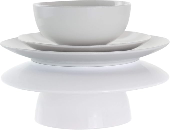 18 Piece White Porcelain Dinnerware Set with 2 Serving Bowls – Service for 4 Microwave &amp Dishwasher Safe Plates and Bowls