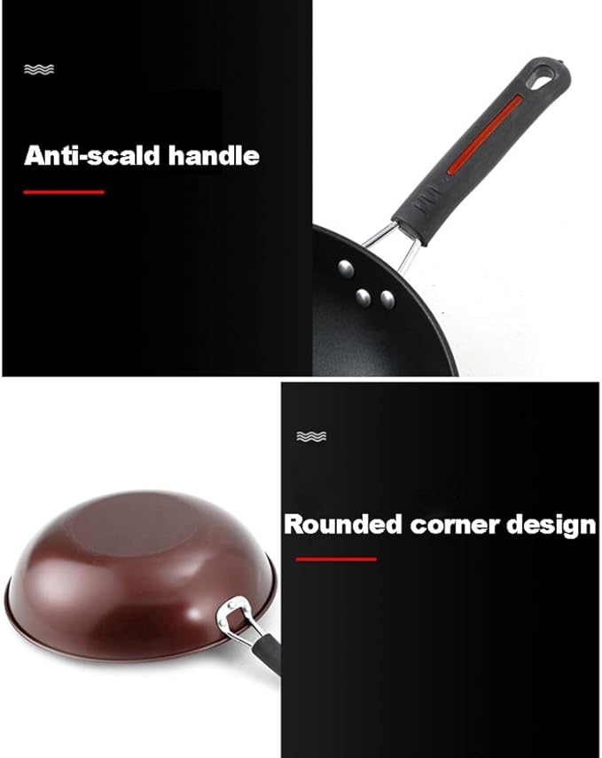 Cooking Pot 3-Piece Non-Stick Pan Set Wok Frying Pan Soup Pot with Anti-Scald Handle and Water-Based NonStick Coating Suitable for Gas Stoves Etc.