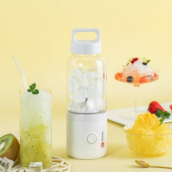 TEQIN Portable Blender Smoothie Blenders Vit-s011 500ml Portable Mini Juicer Vitamer Juicer 2000mAh Battery Strong Power USB Rechargeable Fruit Juice Cup Rice White