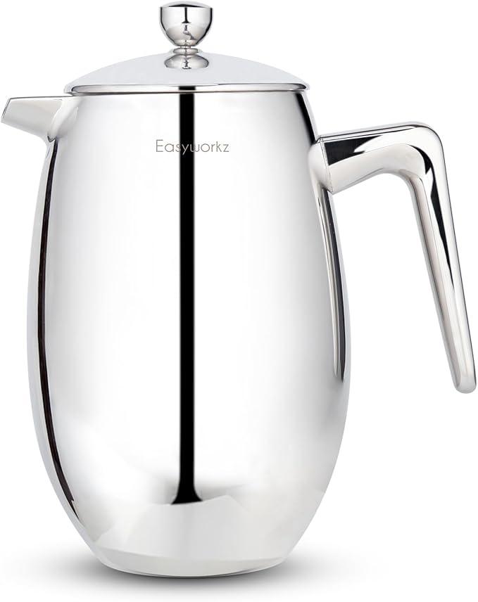 Easyworkz Nando French Press 34 oz Double Wall Insulated Thermal Coffee Maker304 Stainless Steel Cafetiere