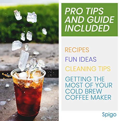 Cold Brew Coffee Maker 1 Liter (4-Cups) Capacity Great for Flavorful Iced Coffee That Stays Fresh Longer Borosilicate Glass Easy Cleaning Fun Ideas and Recipe Booklet 8x5 Inches Red