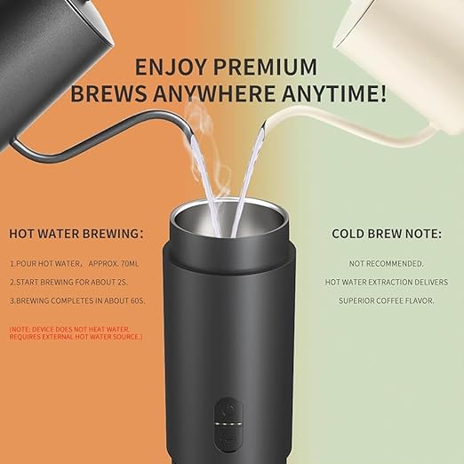 Aboiled Portable 2-in-1 Espresso Machine - Travel Coffee Maker Coffee Powder &amp Capsules