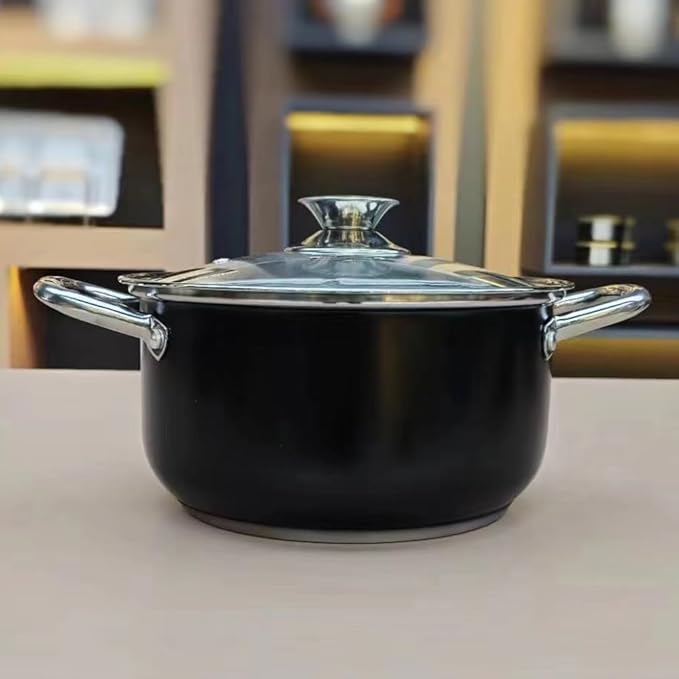 8-Piece Stainless Steel Stock Pot Set with Glass Lids Multi-Purpose Sauce &amp Casserole Cooking Pot Set Basic Small Saucier Pan Set