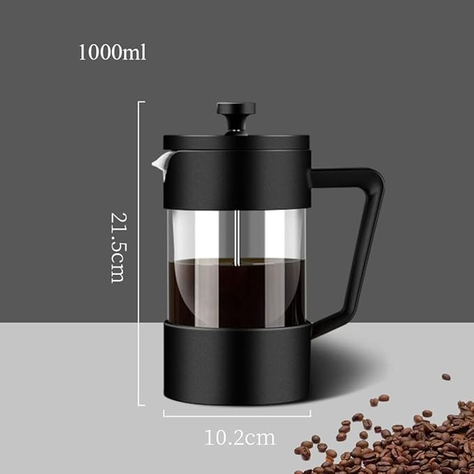French Press Coffee Maker - Borosilicate Glass Coffee Press Single Cup French Press 1000ML Capacity