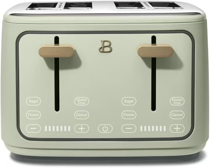 Four-slot Digital Touch Display Toaster with LED Countdown Extra Wide Self-Adjusting Slots Powerful Even Toasting (Sage Green)