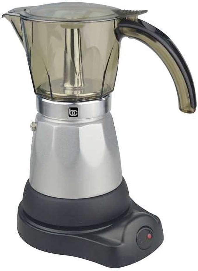 BC-90264 6-Cup Electric Coffee Maker Clear and Silver