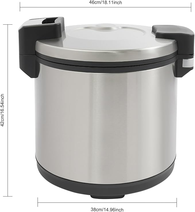 Electric Rice Warmer19L/20Qt Stainless Steel Rice Pot Warmer Food Warmer Pot with Rice SpoonCommercial Large Rice Warmer Insulated Rice Pot for Restaurants Rice Porridge Soup (B Style)