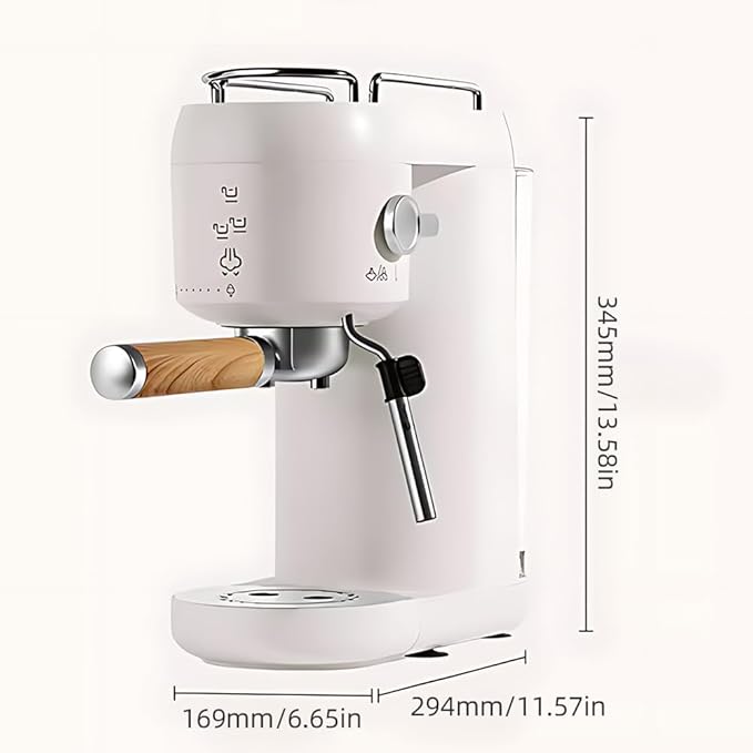 Electric Coffee Machine with Automatic Milk Frothing System 1400W 20Bar Mini Coffee Maker with Portafilter Single and Double Serve Filter Basket Smart Brew for Latte Espresso Cappuccino