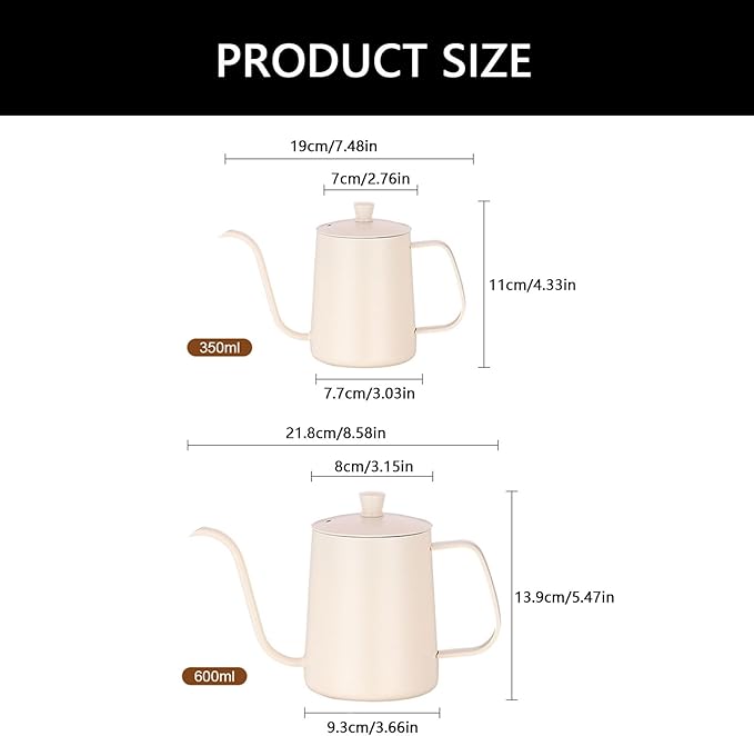 Pour Over Coffee KettleLong Narrow SpoutCoffee CarafeGoose Neck KettleStainless Steel Tea KettleStovetop Portable Water Bottle 12OZ